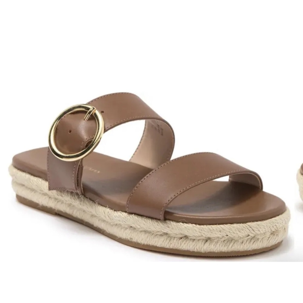 Stuart Weitzman Brown Sandals with Gold Buckle